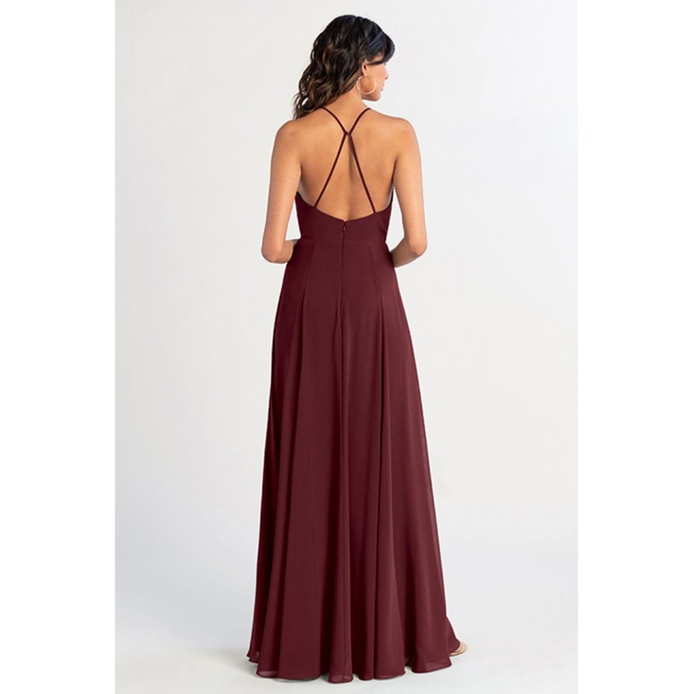 Jenny Yoo Lissa Cowl Neck Maxi Dress w/High Slit & Backless NWT - Picture 2 of 5